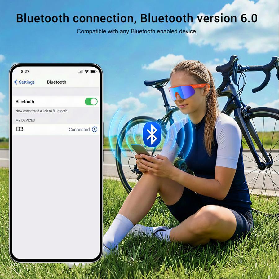 BLACKVIEW BT6.0 CYCLING SMART GLASSES UV400 PROTECTION IP54 ORANGE