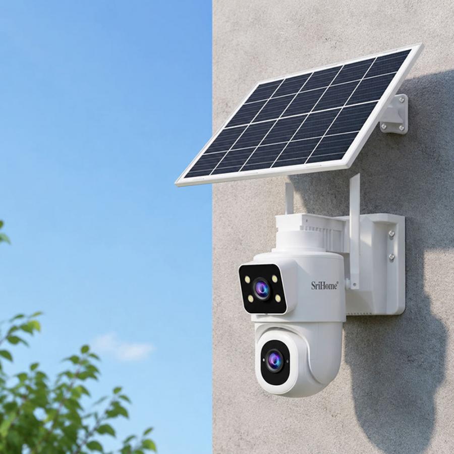 SRIHOME 4G LTE 4MP HD DUAL LENS AOV LOW POWERED BATTERY CAMERA WITH 7W SOLAR PANEL