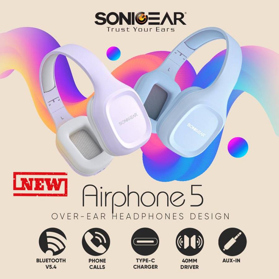 SONICGEAR BT5.4 OVER-EAR HEADPHONES AIRPHONE 5 INDIGO