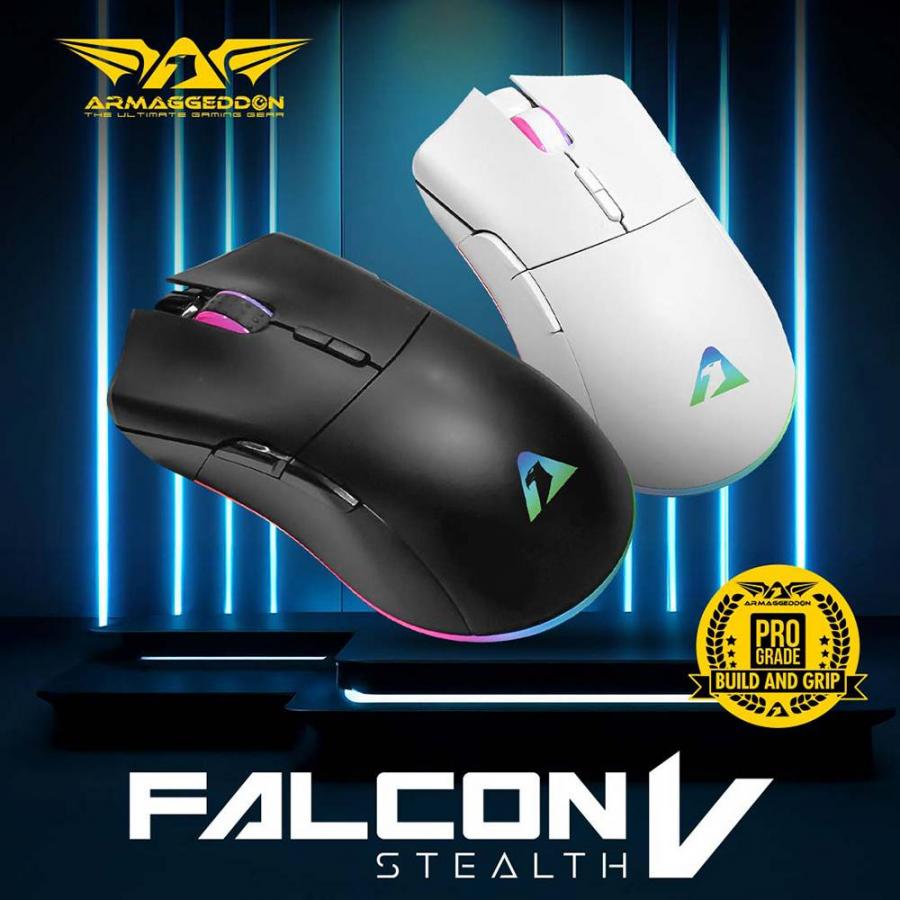 ARMAGGEDDON USB WIRED MACROABLE GAMING MOUSE FALCON V STEALTH 12000CPI WHITE