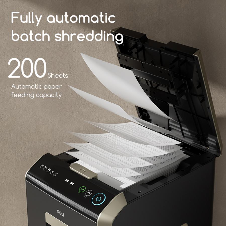DELI P4 200 SHEETS AUTO FEED SHREDDER 32L BLACK