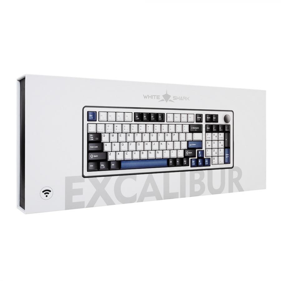 WHITE SHARK MECH US KEYBOARD RED SWITCH GK-007251 EXCALIBUR WHITE