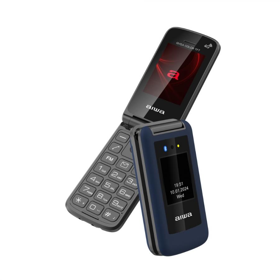 AIWA SLIM BT CLAMSHELL 4G FLIP-STYLE DUAL SIM PHONE BLUE