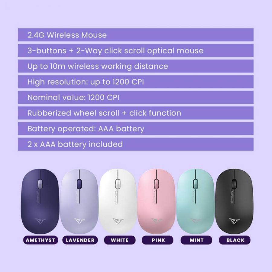 ALCATROZ WIRELESS MOUSE AIRMOUSE V LAVENDER 1200DPI