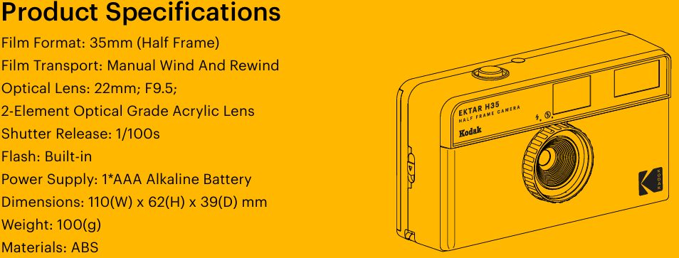 Kodak Ektar H35 HF Film Camera Black