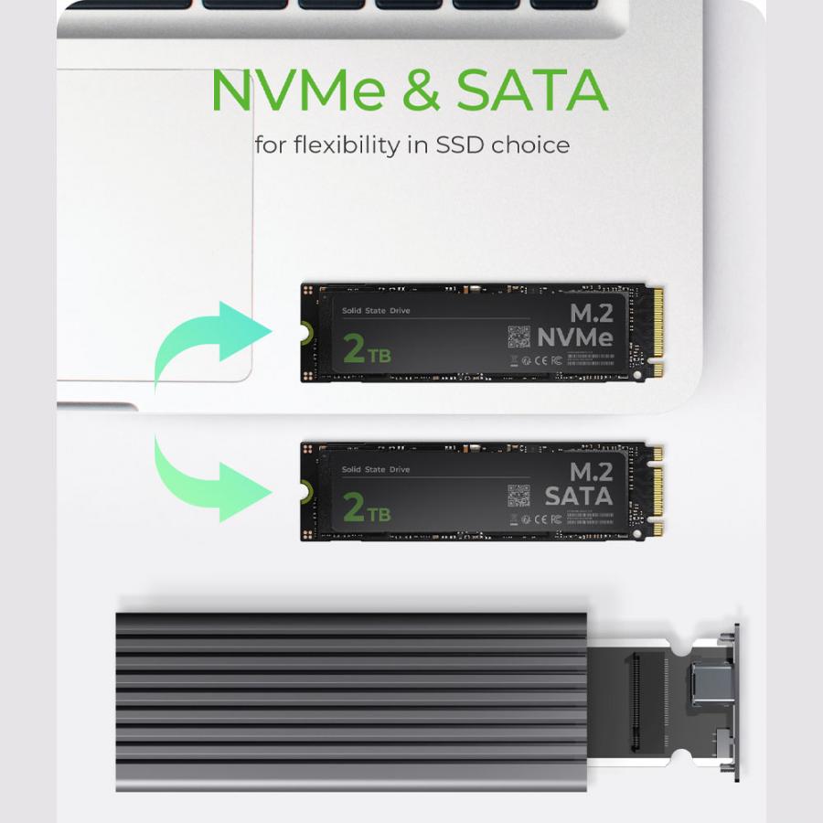 ICY BOX TYPE-C/USB 3.2 GEN2 TO PCIe NVMe/SATA SSD ENCLOSURE WITH WRITE PROTECTION