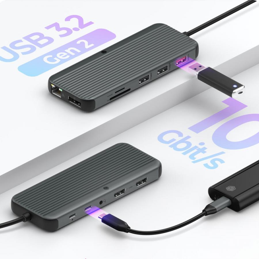 ICY BOX 12 IN 1 TYPE-C MOBILE DOCKING STATION WITH TRIPLE VIDEO OUTPUT