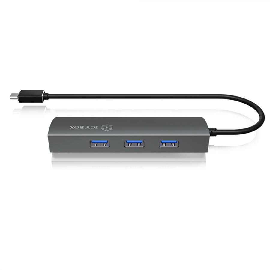 ICY BOX TYPE-C 3-PORT HUB WITH GIGABIT-LAN PORT