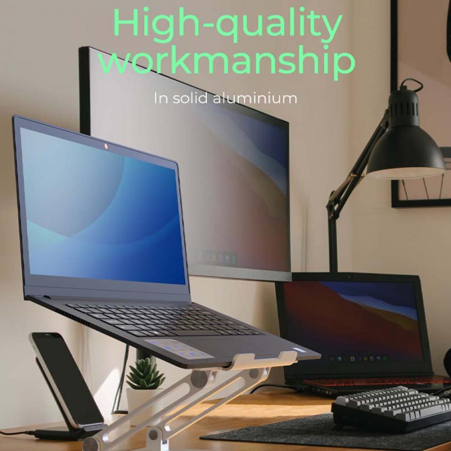 ICY BOX NON-SLIP & HEIGHT ADJUSTABLE NOTEBOOK HOLDER 17' SILVER