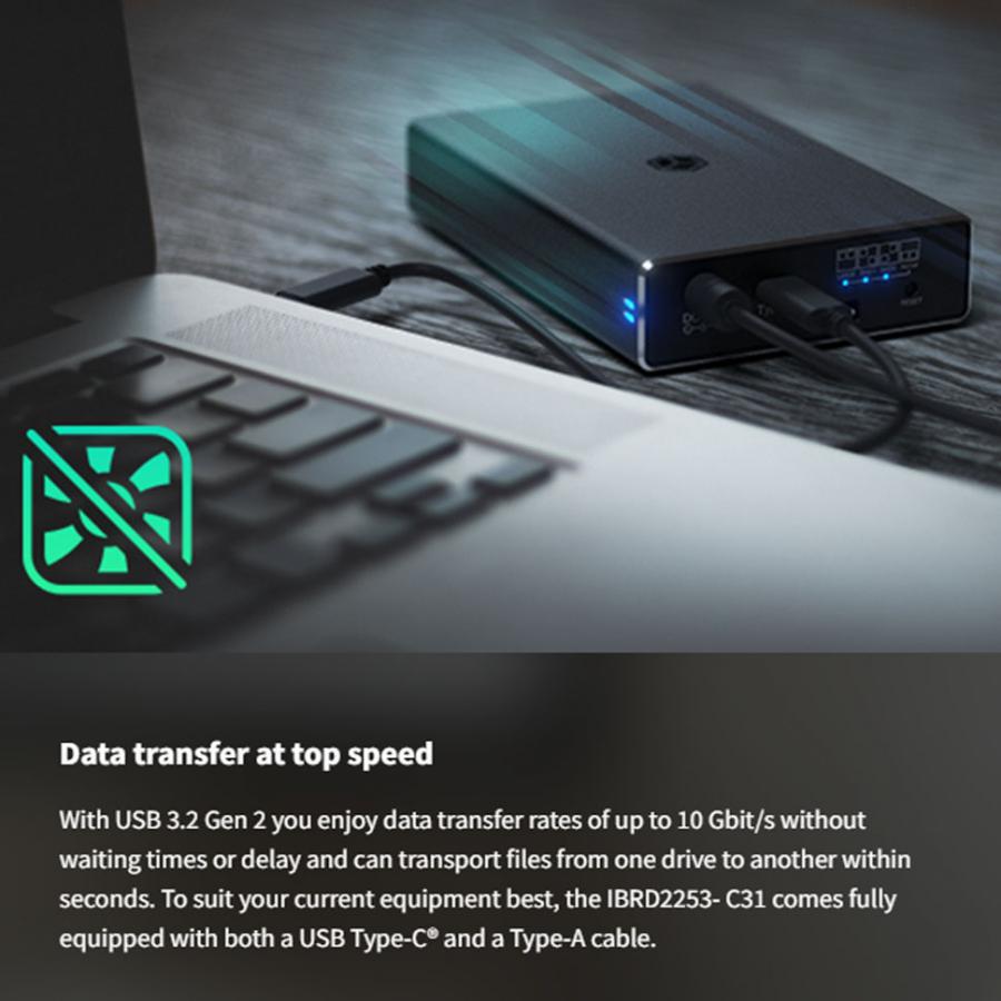 ICY BOX TYPE-C 3.2 GEN2 RAID ENCLOSURE FOR 2xHDD/SSD BLACK