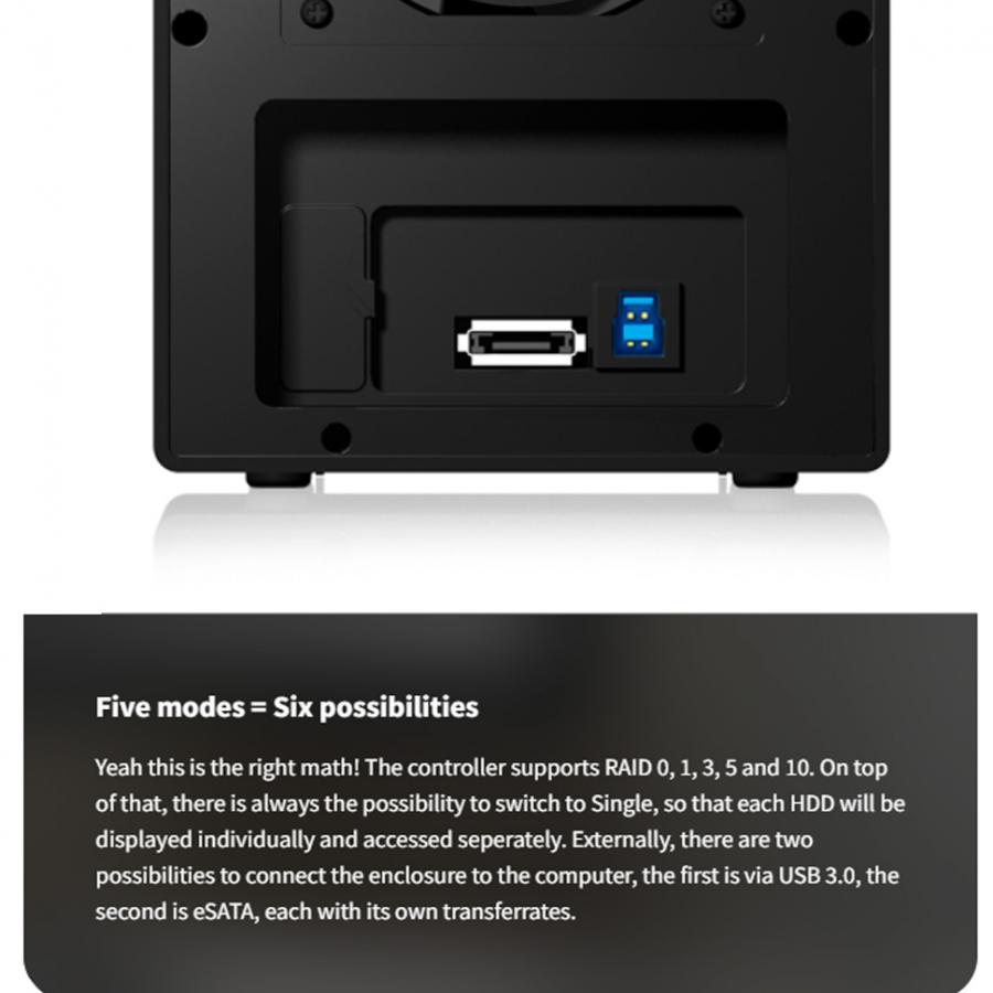 ICY BOX RAID ENCLOSURE USB 3.2 & eSATA HOST FOR 4xHDD WITH FAN