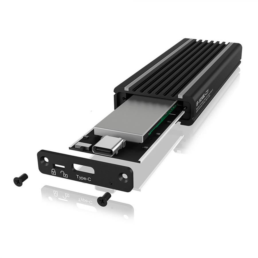 ICY BOX TYPE-C 3.2 GEN2 TO PCIe NVMe SSD ENCLOSURE WITH LED STRIPES