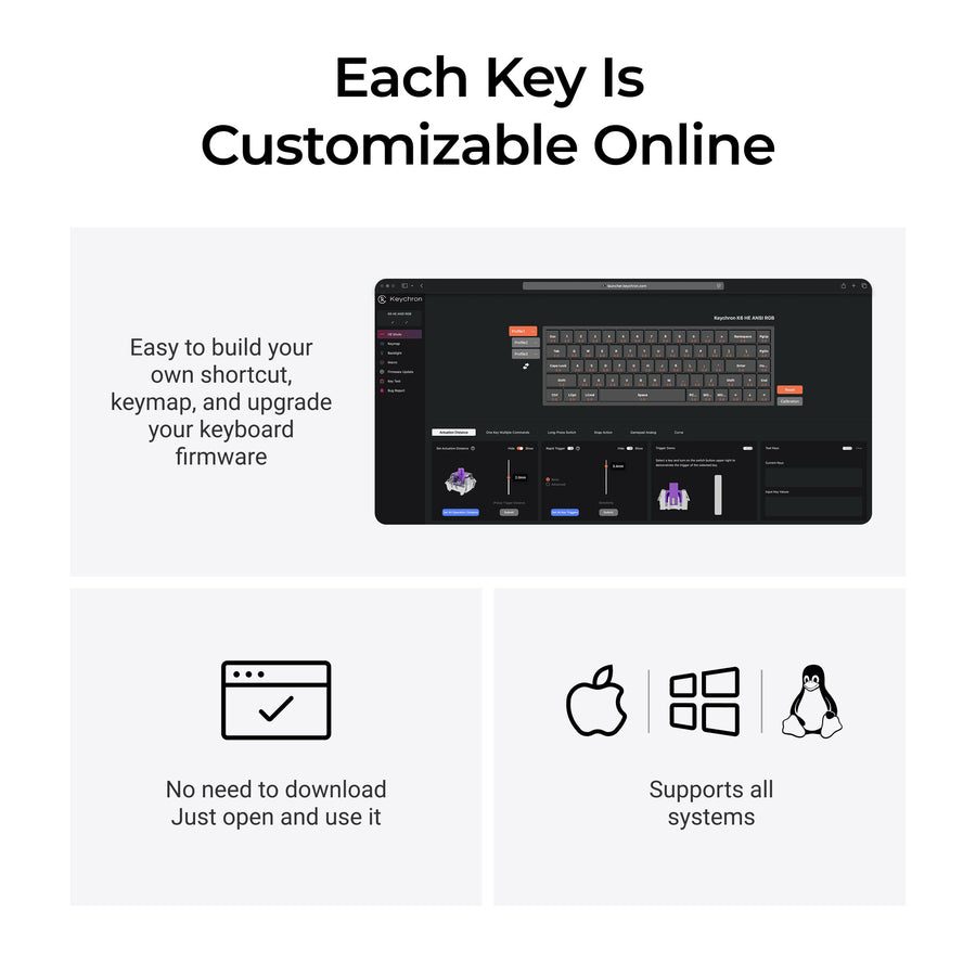 Keychron K6 HE (K6H-J1) Shine-Through Wireless Magnetic Hall Effect RGB Keyboard 65% US Layout