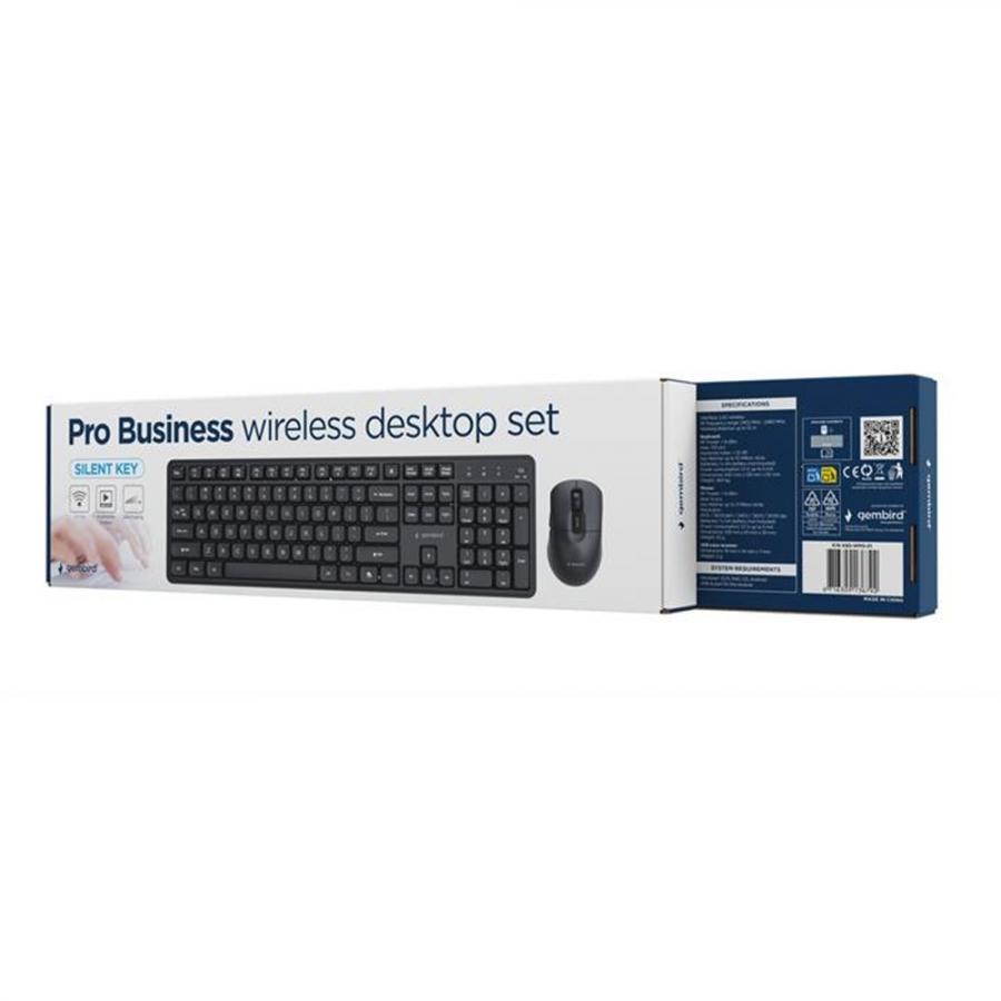 GEMBIRD SILENT KEY PRO BUSINESS WIRELESS DESKTOP SET US LAYOUT BLACK