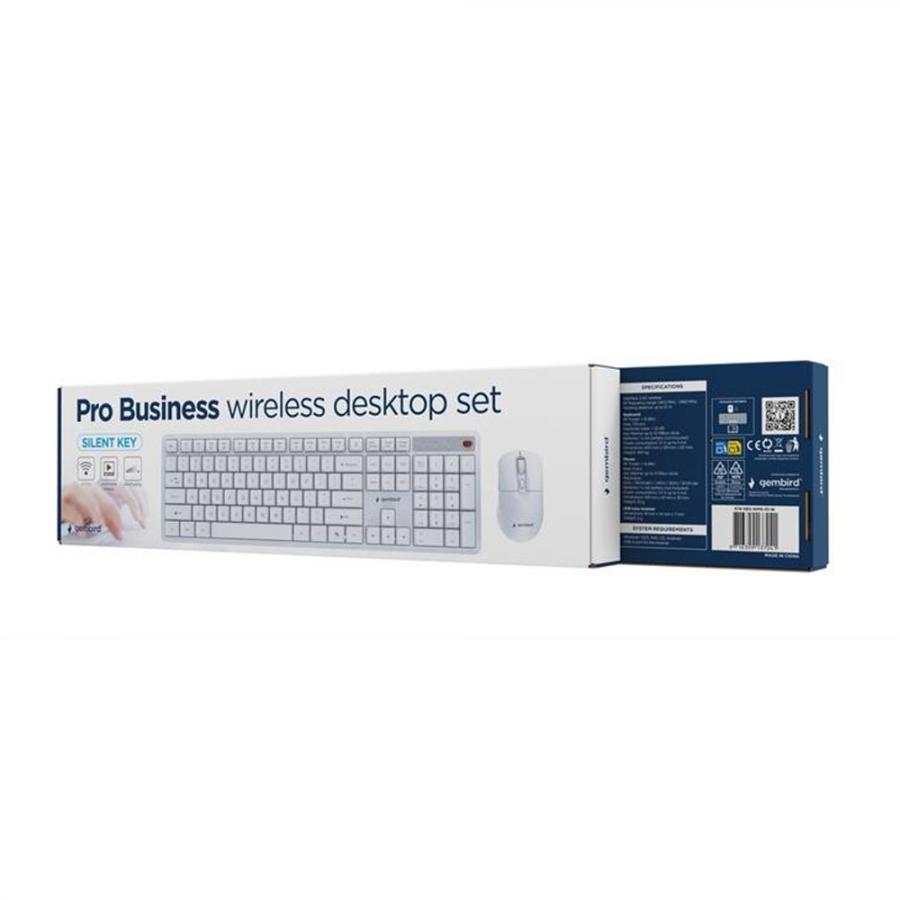 GEMBIRD SILENT KEY PRO BUSINESS WIRELESS DESKTOP SET US LAYOUT WHITE