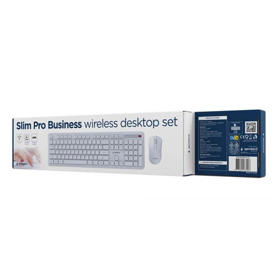 GEMBIRD SLIM PRO BUSINESS WIRELESS DESKTOP SET US LAYOUT WHITE