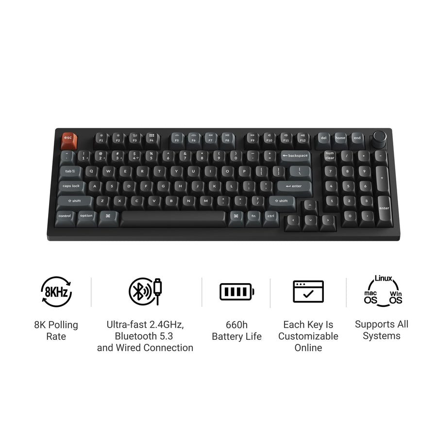 Keychron V5 Ultra (V5U-D1) QMK/VIA Wireless Custom Mechanical Keyboard Red Switch RGB 96% US