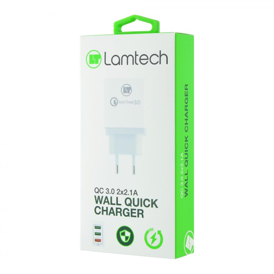 Lamtech Wall Quick Charger with 3 USB Ports (White) LAM021004
