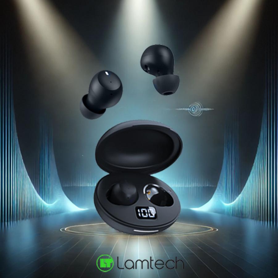 LAMTECH TWS EARBUDS V5.3 WITH LED SCREEN BLACK