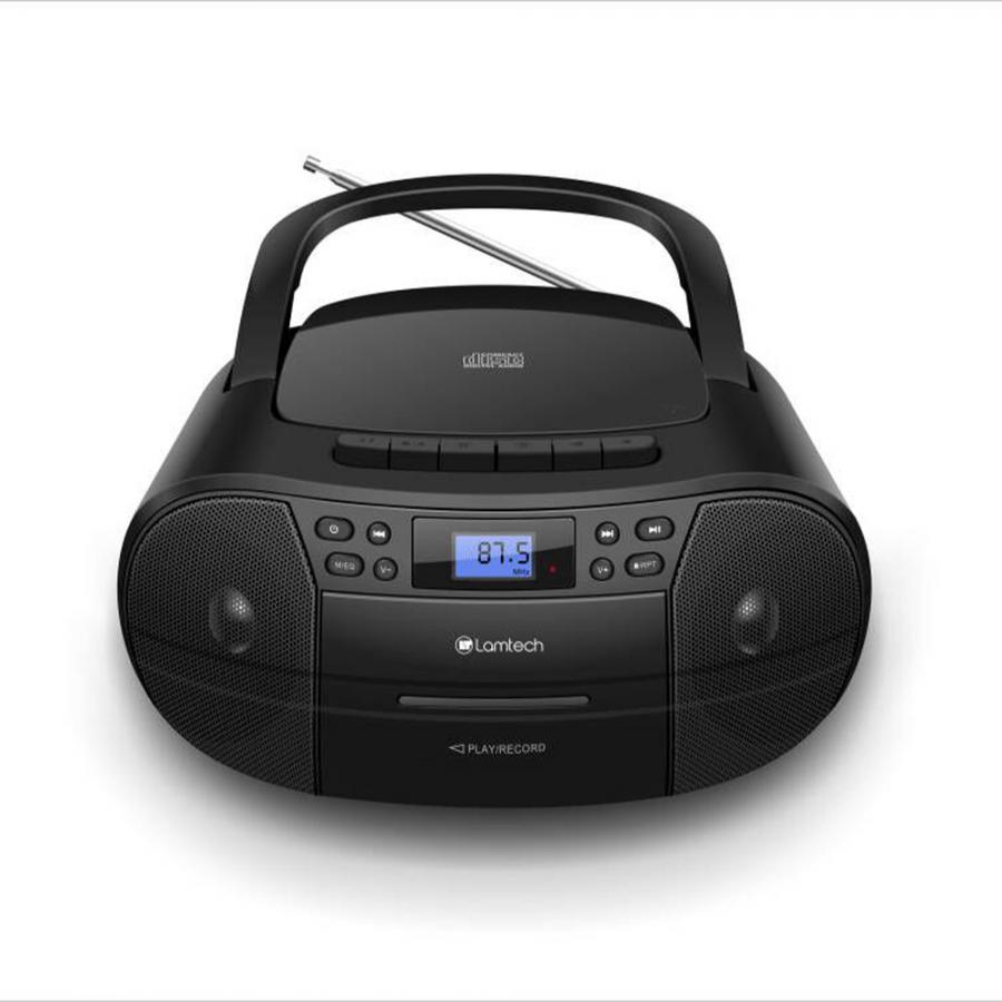 LAMTECH BLUETOOTH RADIO/CD/CASSETTE BOOMBOX BLACK (Open Box)