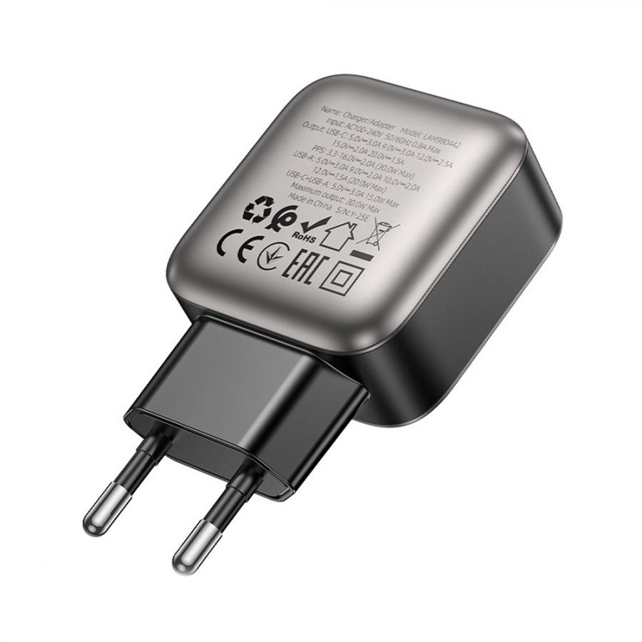 LAMTECH DUAL PORT GaN CHARGER PD30W GREY