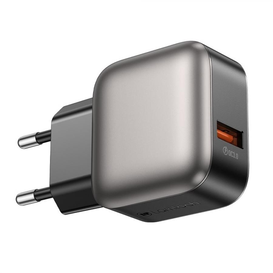 LAMTECH SINGLE USB PORTABLE QC3.0 CHARGER 18W GREY