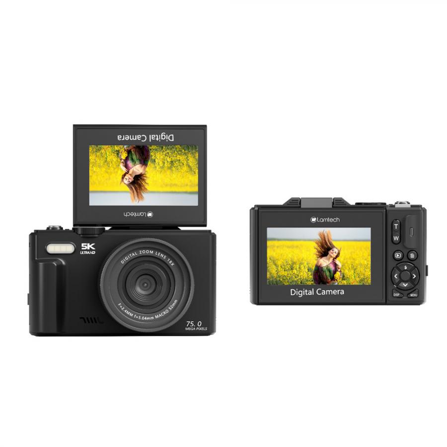LAMTECH 5K FLIP DIGITAL CAMERA WIFI BLACK