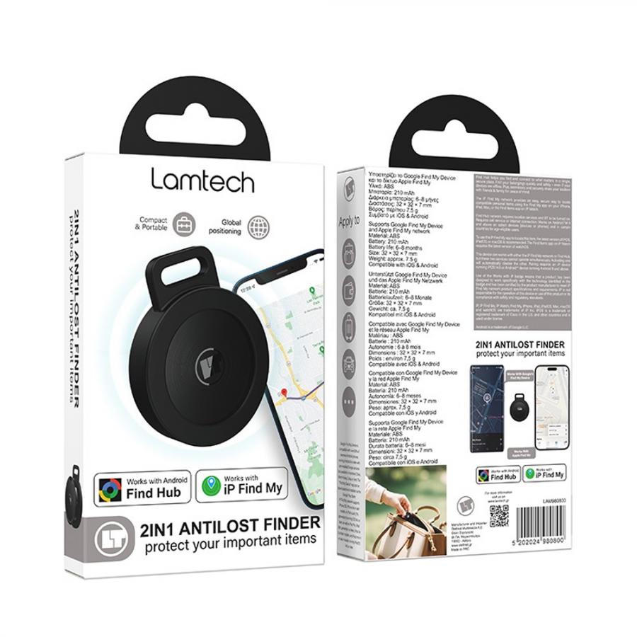 LAMTECH 2IN1 ANTILOST FINDER FOR iOS & ANDROID DEVICES BLACK