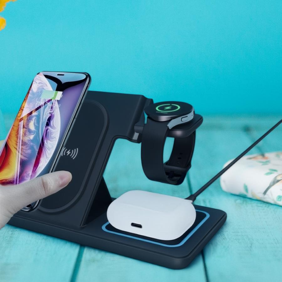 LAMTECH 3-IN-1 FOLDABLE WIRELESS CHARGER STAND 15W COMPATIBLE WITH SAMSUNG DEVICES BLACK