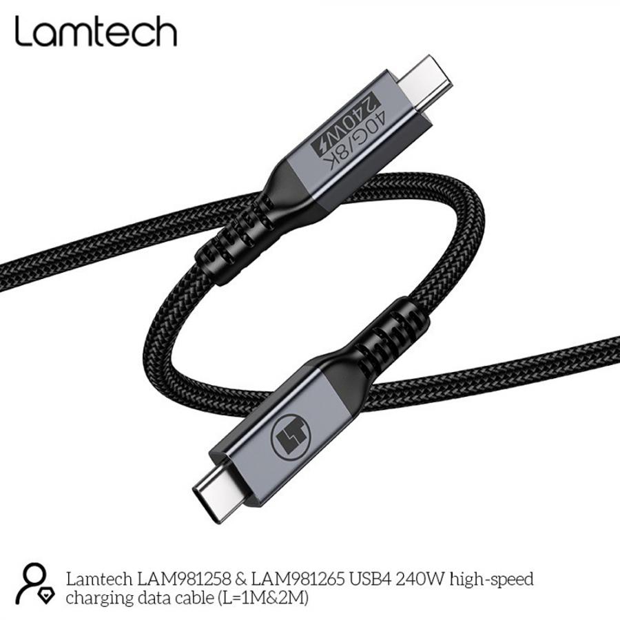 LAMTECH USB4 8K/40G TYPE-C TO TYPE-C CABLE 240W 1M BLACK