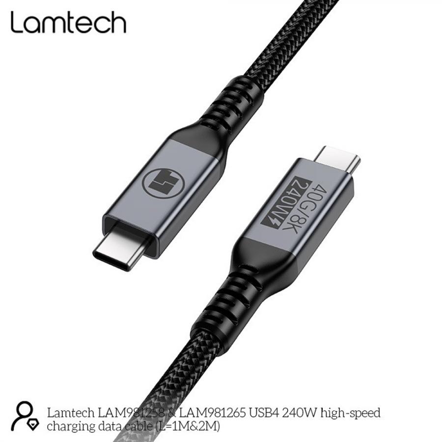 LAMTECH USB4 8K/40G TYPE-C TO TYPE-C CABLE 240W 1M BLACK