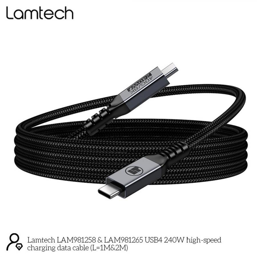 LAMTECH USB4 8K/40G TYPE-C TO TYPE-C CABLE 240W 1M BLACK