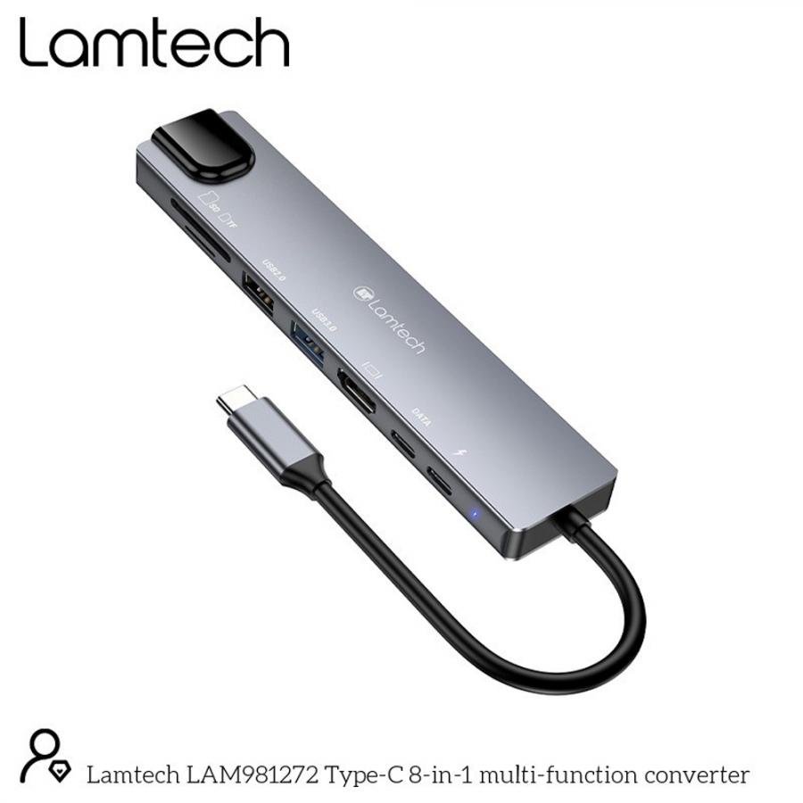 LAMTECH 8-IN-1 4K MULTIFUNCTIONAL DOCKING STATION 100W ANTHRACITE