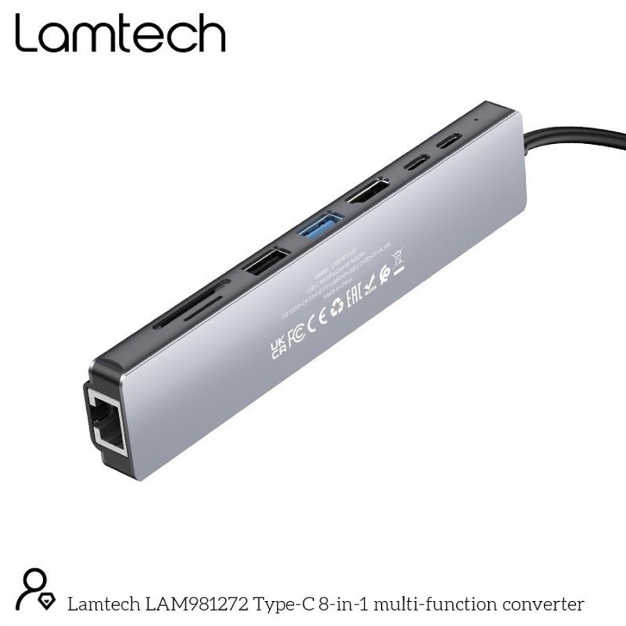 LAMTECH 8-IN-1 4K MULTIFUNCTIONAL DOCKING STATION 100W ANTHRACITE