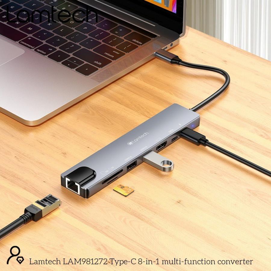 LAMTECH 8-IN-1 4K MULTIFUNCTIONAL DOCKING STATION 100W ANTHRACITE