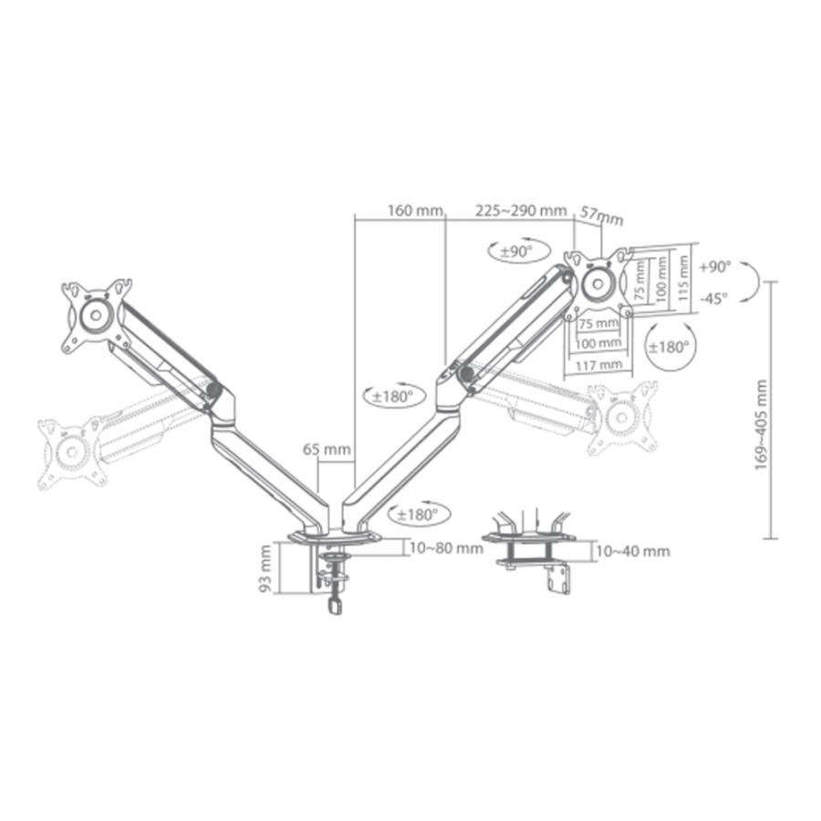 SBOX DUAL MONITOR STAND 17'-32' VESA 100x100 MAX 9KG