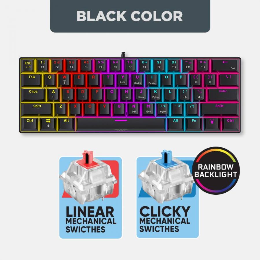 ARMAGGEDDON 61-KEYS WIRED MECH KEYBOARD BL.SW. MKA-1C CORE CLICKY BLACK