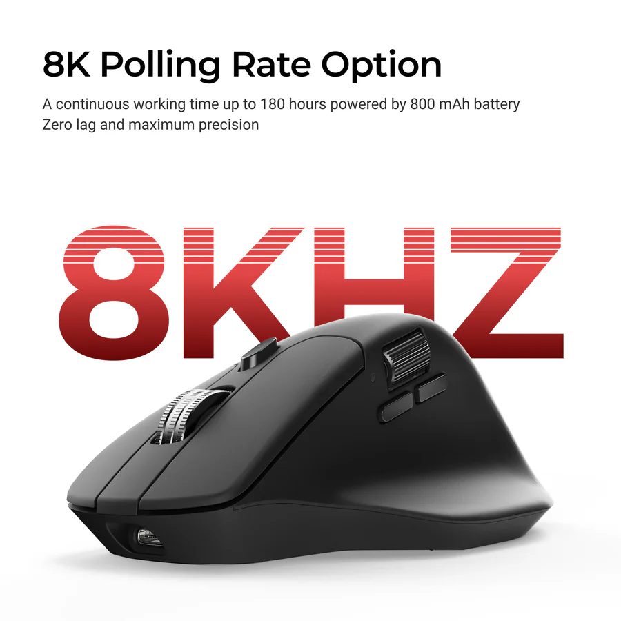 Keychron M6 (M6S-A23) Wireless Ergonomic Optical Mouse 8000hz Polling Rate Black