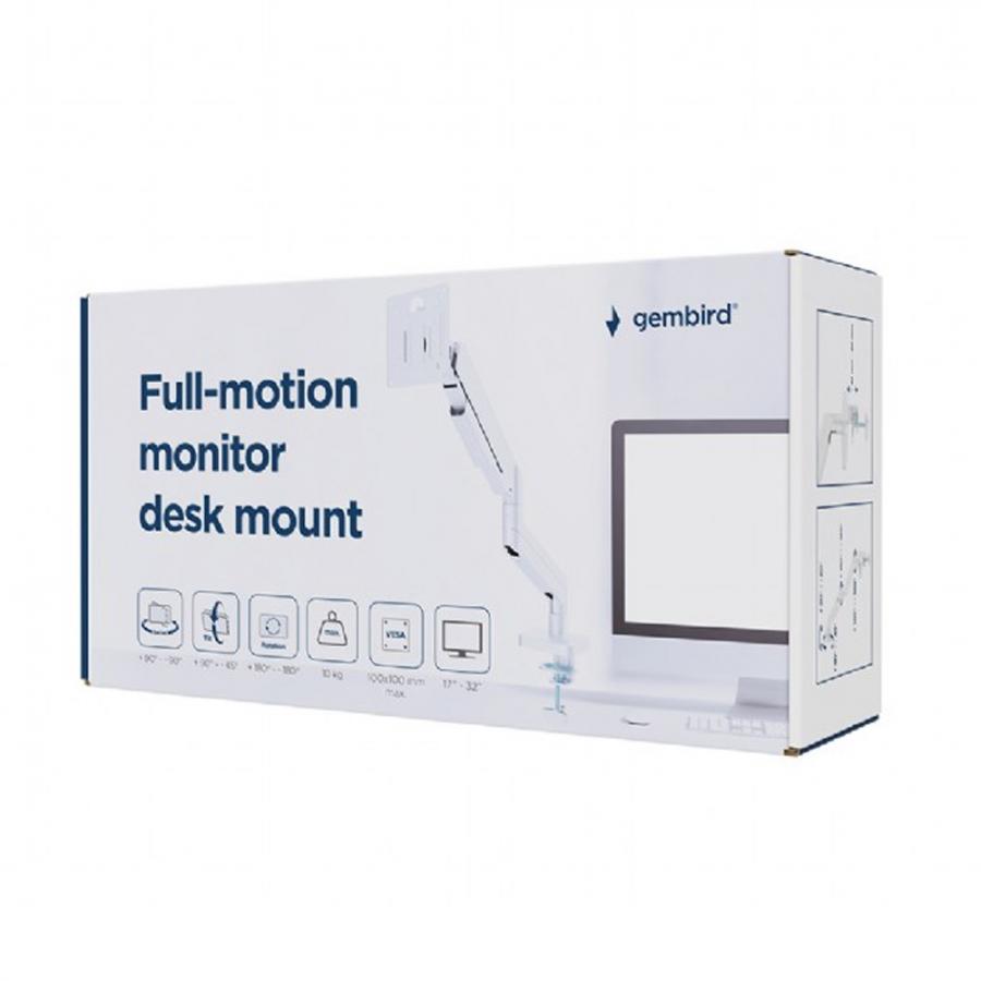 GEMBIRD FULL-MOTION DESK DISPLAY MOUNTING ARM 17'-32' WHITE