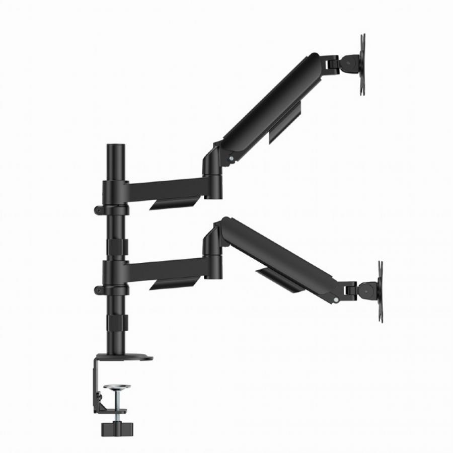 GEMBIRD ADJUSTABLE DESK 2-DISPLAY MOUNTING ARM, 17”-32” BLACK