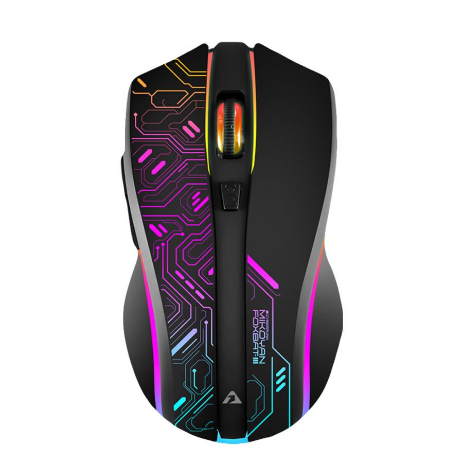 ARMAGGEDDON 2.4G WIRELESS GAMING MOUSE RGB 10000 CPI MIKOYAN FOXBAT-III CYBERPUNK BLACK