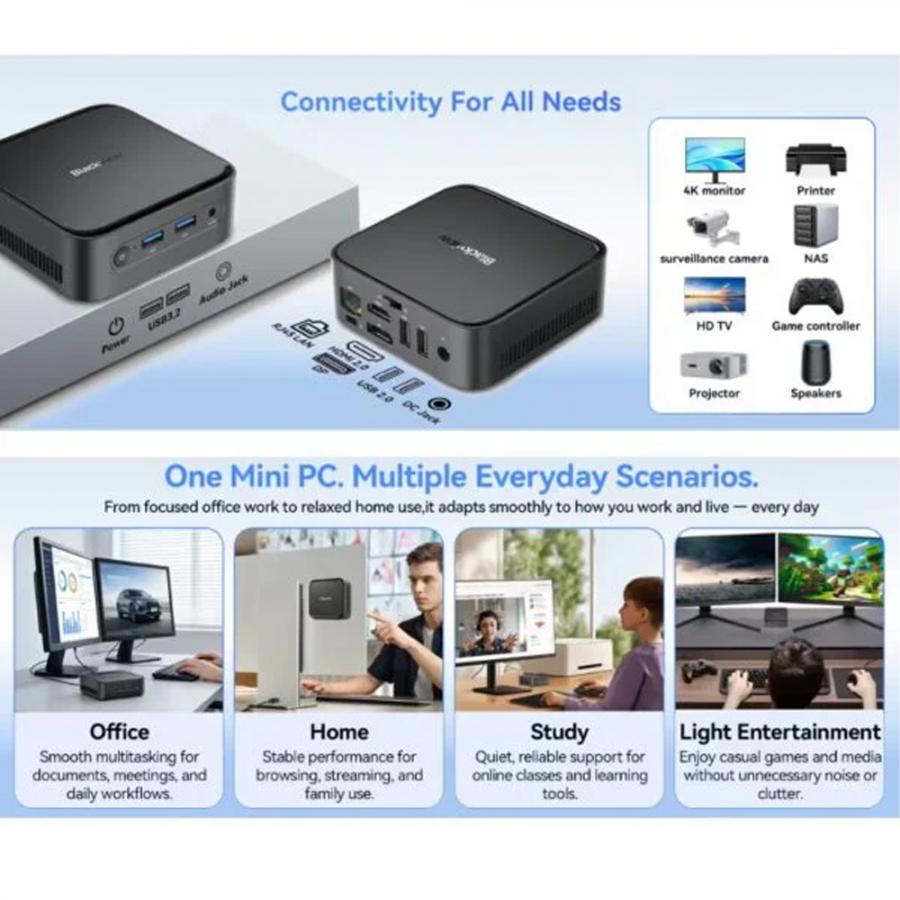 BLACKVIEW MINI PC SET 4-CORE AMD RYZEN 5 3500U (16GB+512GB) WIN11 PRO BLACK