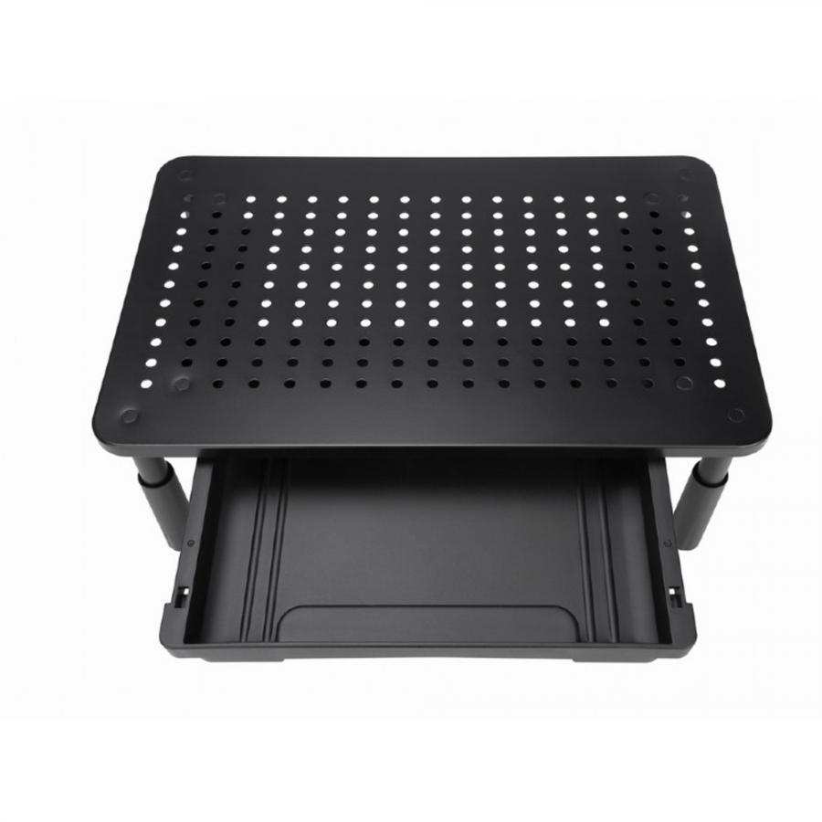 GEMBIRD ADJUSTABLE MONITOR STAND WITH DRAWER (RECTANGLE) BLACK
