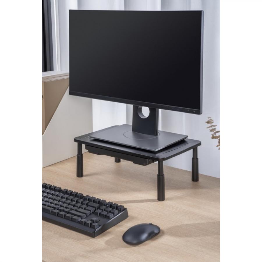 GEMBIRD ADJUSTABLE MONITOR STAND WITH DRAWER (RECTANGLE) BLACK