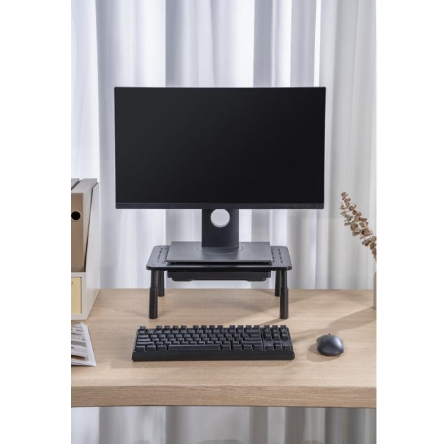 GEMBIRD ADJUSTABLE MONITOR STAND WITH DRAWER (RECTANGLE) BLACK
