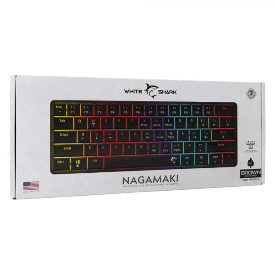 WHITE SHARK MECH KEYBOARD GK-006131 NAGAMAKI BLACK US BROWN SWITCH