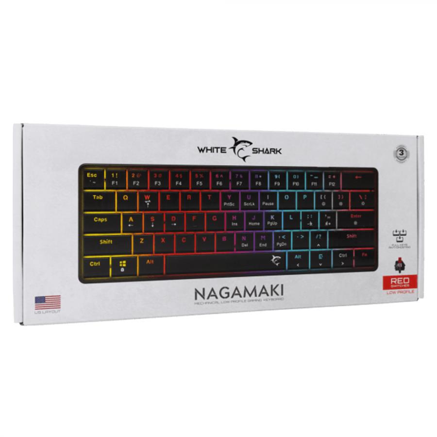 WHITE SHARK MECH KEYBOARD GK-006111 NAGAMAKI BLACK US RED SWITCH