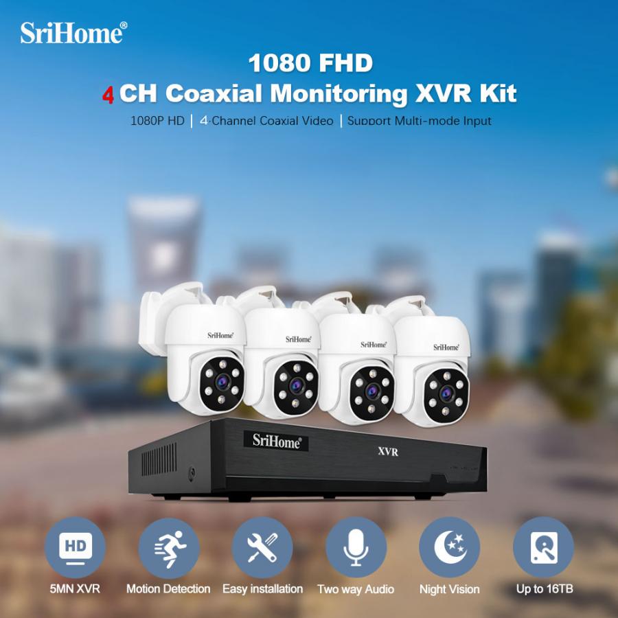 SRIHOME 5MN 4CH COAXIAL MONITORING XVR KIT