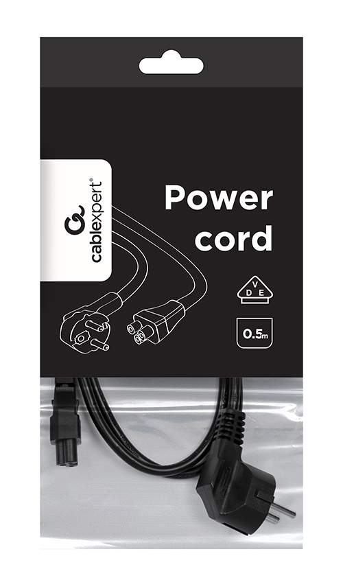 CABLEXPERT POWER CORD C5 VDE APPROVED 0.5M