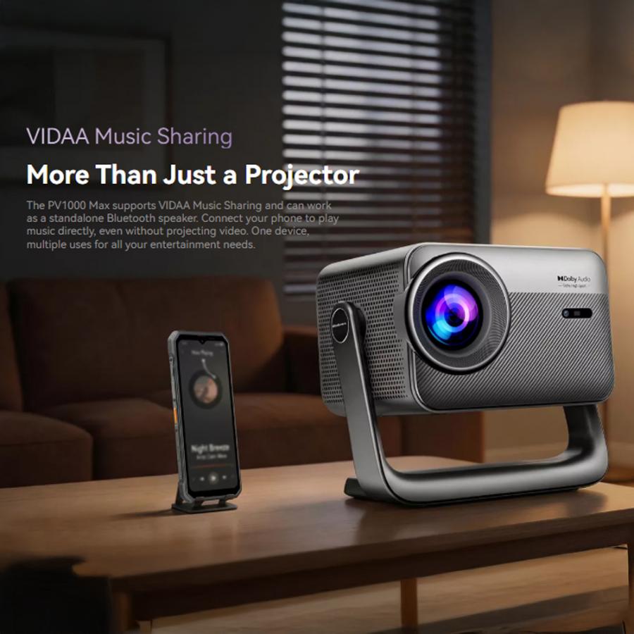 BLACKVIEW WIFI BT PROJECTOR 1000 ANSI LUMENS HDR10 1080P SPACE SILVER